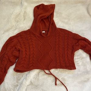 Cropped crocheted hoodie from Aeropostale